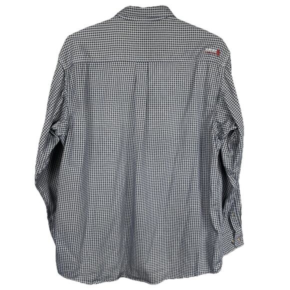Ariat FR Work Shirt Men XL Navy Plaid Flame Resistant CAT 2 Button Down Workwear - Picture 2 of 16